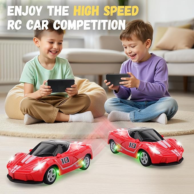 SASBSC 1/64 Mini Rc Car Toys for Boys Age 4-7 8-12, 2.4GHz Small App & Remote Control Cars with 3 Speed Modes for Kids Adults Rechargeable Desktop Toy Race Sports Car Gifts for Birthday (Red)