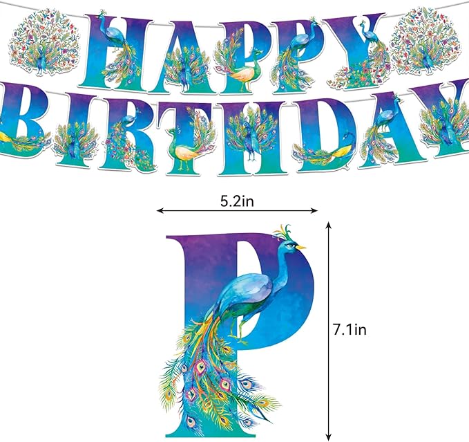 Peacock Party Decorations Colorful Peacock Birthday Party Supplies Includes Banner Cake Topper Cupcake Toppers Hanging Swirls Balloons for Peacock Birthday Party Zoo Bird Theme Party