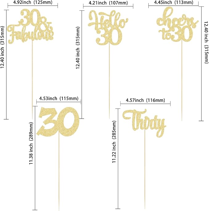 Gyufise 15Pcs 30th Birthday Centerpiece Sticks Thirty Happy 30th Table Flower Centerpieces Sticks Cheers to 30 Floral Decorations for 30th Birthday Party Centerpieces Supplies Gold