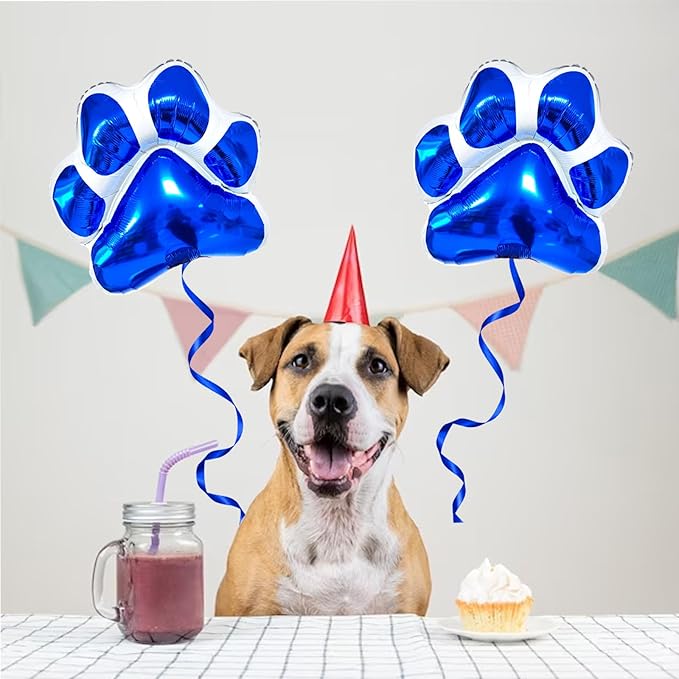 Blue Dog Paw Print Party Balloons Decorations 2Pcs Dog Paw Shaped Foil Balloons for Pets Party Kids Birthday Baby Shower Decorations