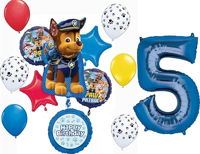 Anagram Paw Pups on Patrol 5th Birthday Party Supplies Chase 13pc Balloon Bouquet Decorations