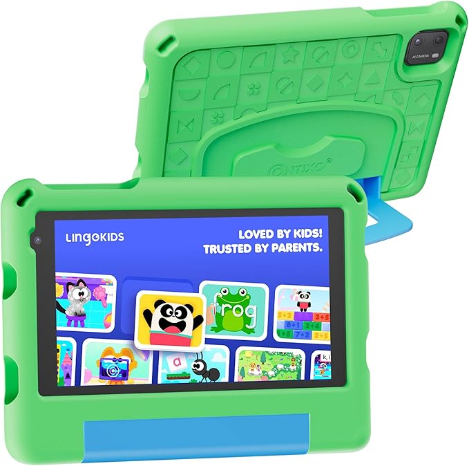 Contixo A7 Kids Tablet with 14 Apps, Lingokids & Epic, 7" HD Screen, Android 15, Parental Controls, WiFi, 3+32GB Storage, al Tablet for Kids Ages 3-12, Boys & Girls Gift, Green