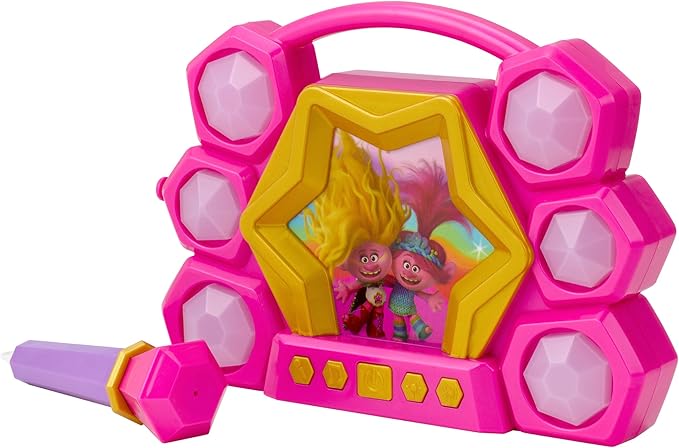 eKids Trolls Band Together Karaoke Microphone with Bluetooth Speaker for Fans of Trolls Toys, Kids Karaoke Machine with Built in Music