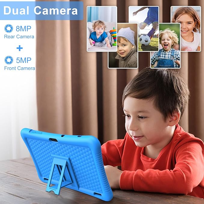 Kids Tablet 10 inch Android 13 with Shockproof Case, Quad-Core 32GB, 512GB Expandable, Parental Control, Pre-Installed Apps, 6000mAh Battery, Gifts for 3-12 Year Olds