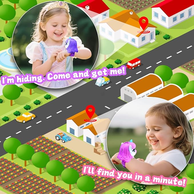 Kids Walkie Talkies for Girls Toys, 2 Pack Pink Unicorn Wrist Walkie Talkies Watch for Age 3-8 Toddlers 3 4 5 6 7 8 9 10 Year Old,Long Range Radio Camping Gear Outdoor Hiking Toys Birthday Gifts