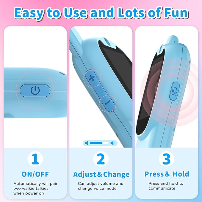 Video Walkie Talkies for Kids, Handheld 2 Pack Rechargeable Video Intercom Kids Walkies Talkies, Indoor Outdoor Toys for Family Games, Outside, Camping, Hiking for Boys Girls Ages 3-12 (Blue+Blue)