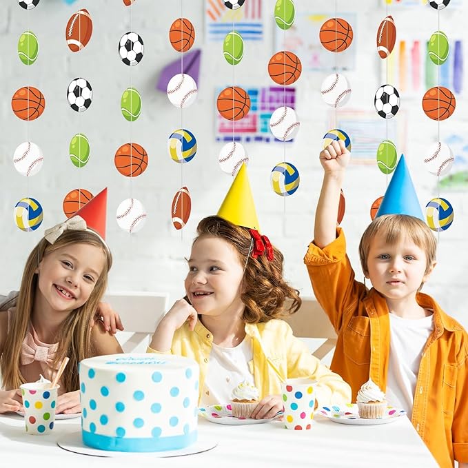MARFOREVER 41 Ft Sports Party Decorations Sports Theme Banner, Basketball Football Baseball Soccer Volleyball Hanging Paper Garland for Sport Birthday Party Baby Shower Classroom Supplies Decor