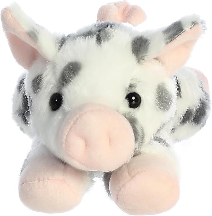 Aurora® Adorable Mini Flopsie™ Spotted Piglet Stuffed Animal - Mini Companions Ready for Playful Adventures - for Kids All Ages, Toddlers, Adults, and Families - White 8.5 Inches