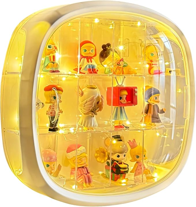 3 Tiers Clear Figure Display Case with Lights, Wall-Mounted Storage Organizer Box with Magnetic Door, Dustproof Showcase for Collectibles Action Figure(1, Wall-Mounted Large)