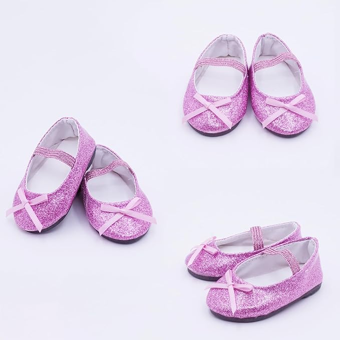 Etistta 7 Pairs of Glitter Doll Shoes Fits for 18 inch Doll Shoes American Dolls Sparkle Accessories