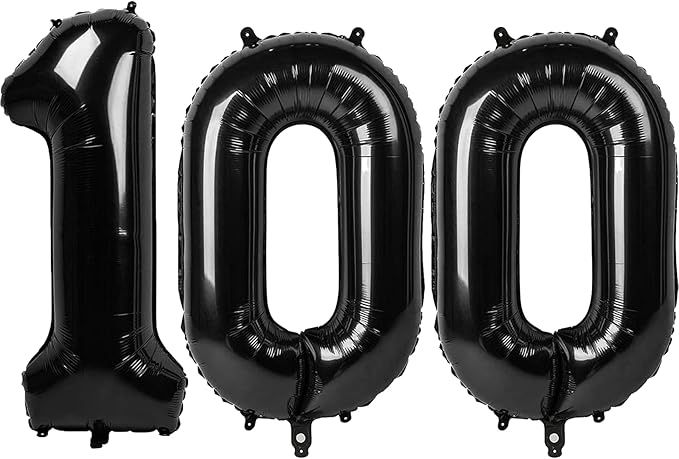 40 Inch Black Number 100 Digital Balloon,Jumbo Mylar Foil Helium Balloon for 100 Balloons for Birthday Party,Wedding Anniversary Party Decorations