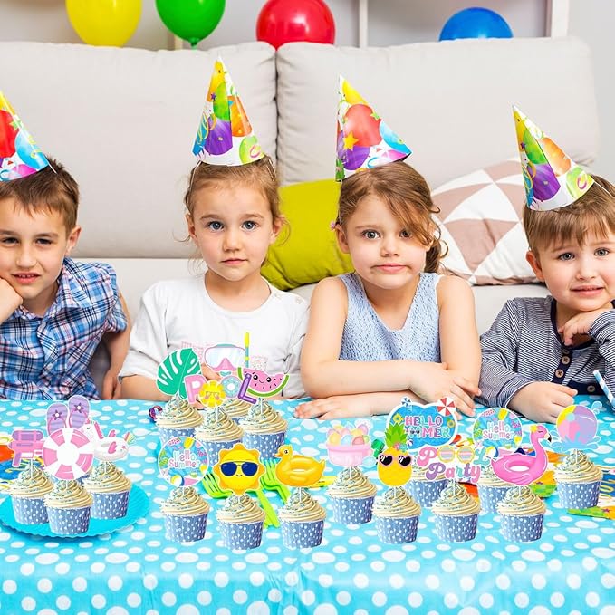 36Pcs Summer Party Cake Toppers,Pool Party Decorations,Water Birthday Party Supplies