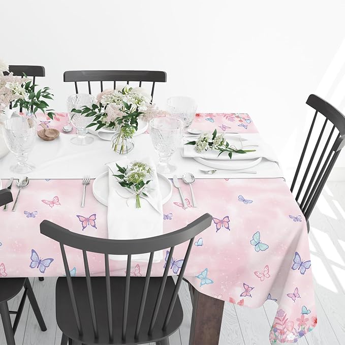 3 Pack Butterfly Tablecloth Disposable Plastic Table Covers for Girls Kids Birthday Party Decorations, 108 x 54 Inch