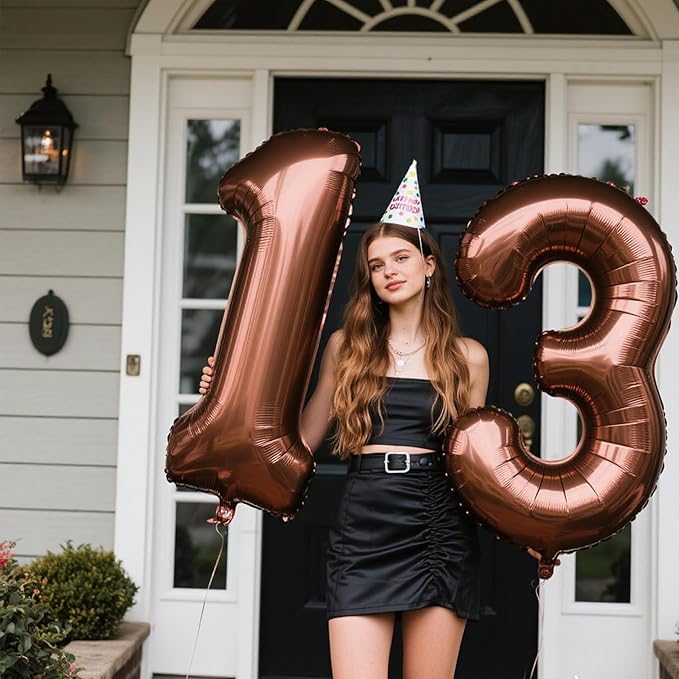 40 Inch Dark Brown Balloon Number 3 Balloon,Number Balloons Chocolate Big Giant Jumbo Number 3 Foil Mylar Balloons for 13th Birthday Party Anniversary Events,Wedding Anniversary Party Decorations