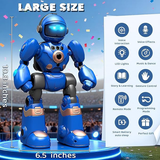 Robot Toys for Kids 3-8: Remote Control Robot with Talking, Programmable, Voice Recording, Singing, Dancing & Gesture Control - Gifts for Smart Kids - RC Interactive Toys for Boys & Girls