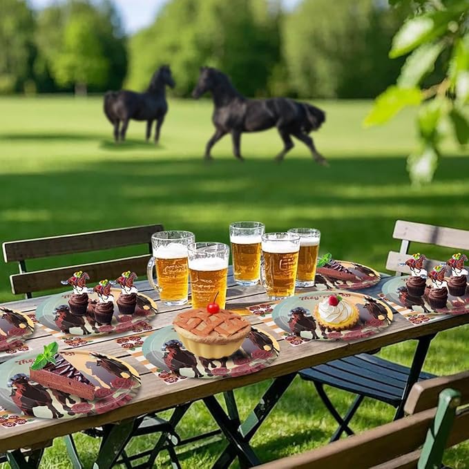180Pcs Kentucky Derby Day Party Supplies Serve 60, Disposable Derby Horse Paper Plates and Napkins Set for Kentucky Derby Decorations Horse Birthday Party