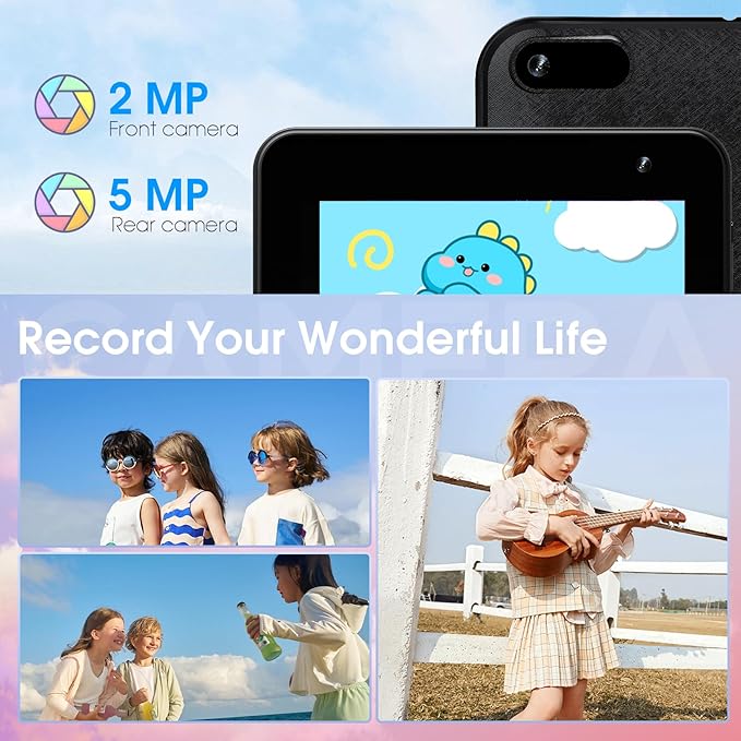 DigiLand 7 inch Kids Tablet, Quad-core CPU, 4GB+32GB+TF Expand,Dual Camera 2MP+5MP,Safety Eye Protection,Education,Tablet for Toddle with WiFi,Games,Parental Control APP,with Proof Case(Blue)