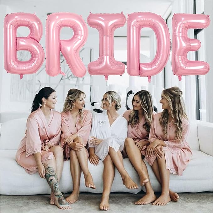 40 Inch Pastel Pink BRIDE Balloons Bachelorette for Bridal Shower, Light Pink BRIDE Mylar Foil Balloon Letter, Baby Pearl Pink Alphabet Balloon for Wedding Engagement Bride to be Party Decorations