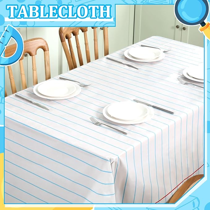 Oudain 4 Pcs Preschool Kindergarten Back to School Party Tablecloth First Day to School 54 x 108 Inch Large Disposable Rectangle Notebook Tablecloth Cover for Party Supplies Table Decorations