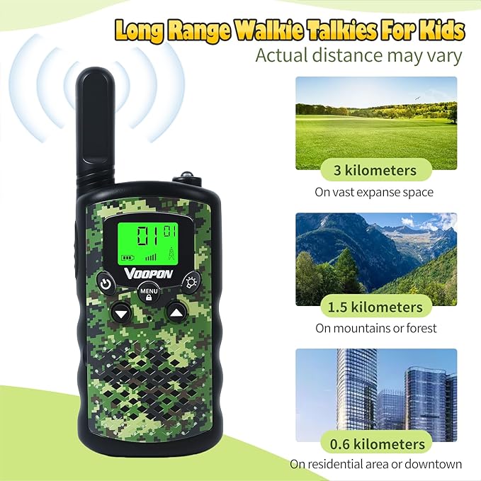 Walkie Talkies for Kids Camouflage Toys 2 Way Radios 22 Channels Long Range Gifts for Boys and Girls Age 4 to 12 5 6 7 8 9 Years Old for Army Outdoor Camping Games Soldier Birthday Presents