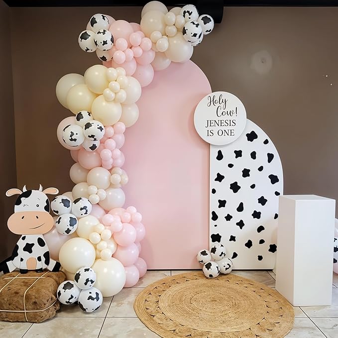 Cowgirl Balloon 12 Inch Pastel Light Baby Pink White Nude Retro Western Balloons Cow Print Party Balloon for Boho Rodeo Baby Shower Birthday Farm Theme Cowgirl Western Party Decorations