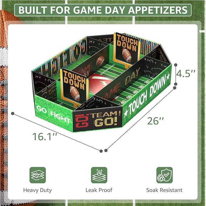 Football Birthday Party Decorations for Boys Serves 16 – Kids Sports Theme Party Supplies with Snack Stadium Tray, Plates, Cups, Banner & Tablecloth