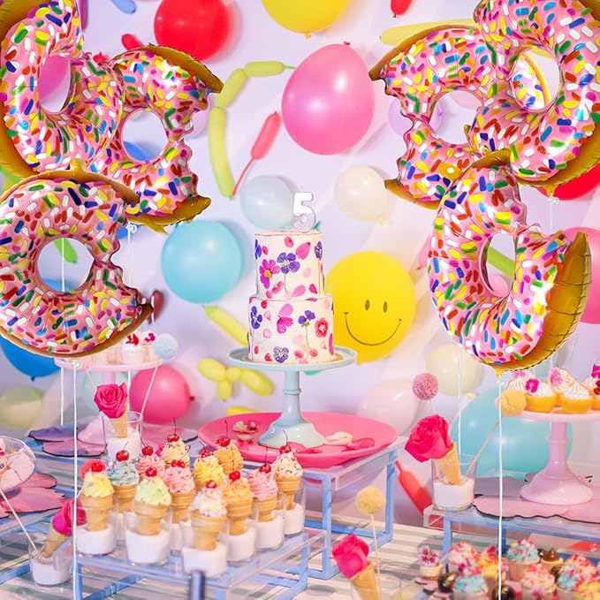 Sprinkle Donut Balloon Dessert Food Sweet Candy Party Decoration, 6 Pack Sweetmeat Doughnut Balloons Donut Time Balloons For Grow Up Wedding Christmas Holiday Birthday Baby Shower Hawaiian Christmas