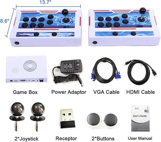 GWALSNTH 32000 in 1 Wireless Pandora Box Bluetooth Arcade Games Console,1280X720 Display,3D Games,Search/Save/Hide/Pause Game,1-4 Players