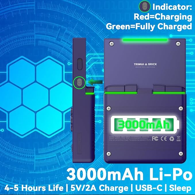 Trimui Brick Handheld Game Console 3.2-inch 1024*768 IPS Screen 3000mAh Trimui-Brick Opensource System with Portable Case and Screen Protector Purple