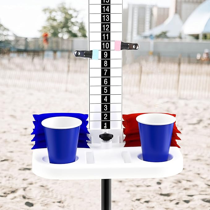 Teamaze Cornhole Scoreboard 4 Sets Cornhole Score Keeper with Dri-nk Holder Corn Hole Game Accessories for Outside, Yard Game