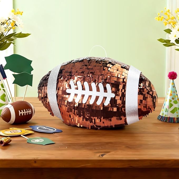 WERNNSAI Football Piñata - Football Birthday Decoration Sports Piñata with Blindfold and Stick for Sports Player Party Decoration Men Boys Birthday Anniversary Competition Celebration Supplies