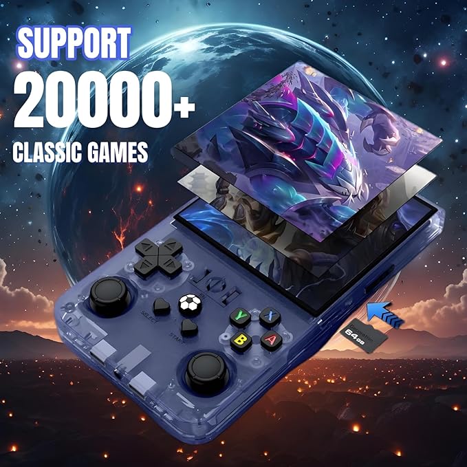2025 New Upgrade R36MAX Retro Handheld Game Console , 4.0 Inch IPS Video Gaming Console with 64GB TF Card Over 20000+ Pre-Installed Retro Games, 4000mAh Battery (Black)