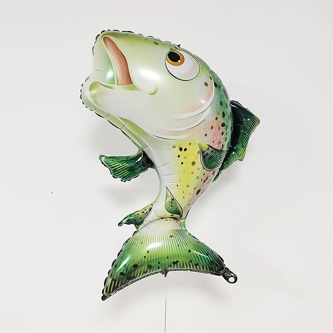Realistic Fish Foil Balloons 4 Pack for Fishing Party Decorations - Gone Fishing Themed Birthday Supplies, Ocean Under the Sea Party Balloons, O-fish-ally One Decor (Tuna & Salmon)