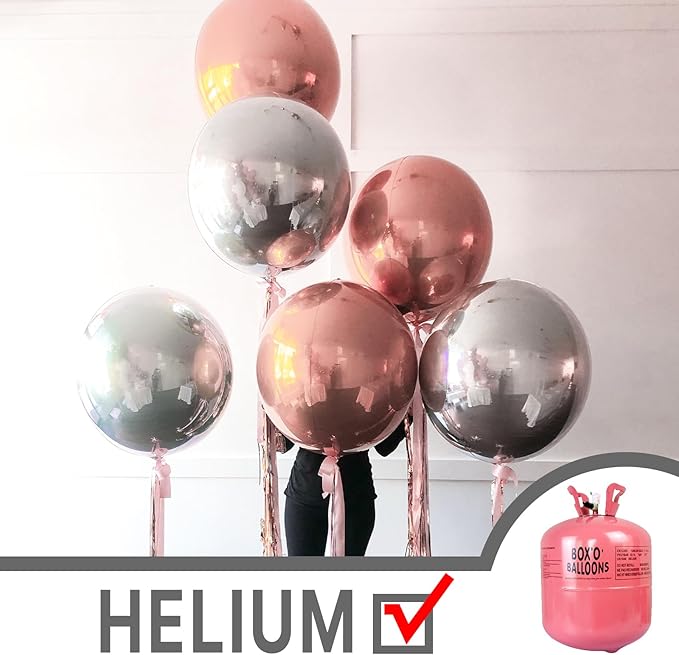 PartyWoo Metallic Silver Foil Balloons 6pcs 22 Inch Large Round Foil Big Giant 4D Jumbo Inflatable Mirror Ball Mylar Balloons for Graduation Birthday Engagement Space Themed Party Decorations