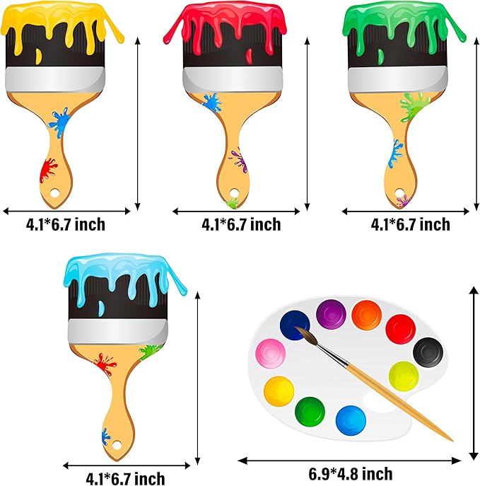 21pcs Art Painting Party Hanging Swirl Decorations Paint Brush and Palette Design Ceiling Streamers for Art Paint Birthday Party Artist Baby Shower Supplies