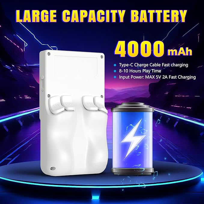 R36TMAX Upgraded Retro Handheld Game Console with 4000mAh Battery, 4.0'' IPS Screen, Retro Gaming Console with Portable Case, Supports WiFi Networked Fighting and OTG (128GB White)