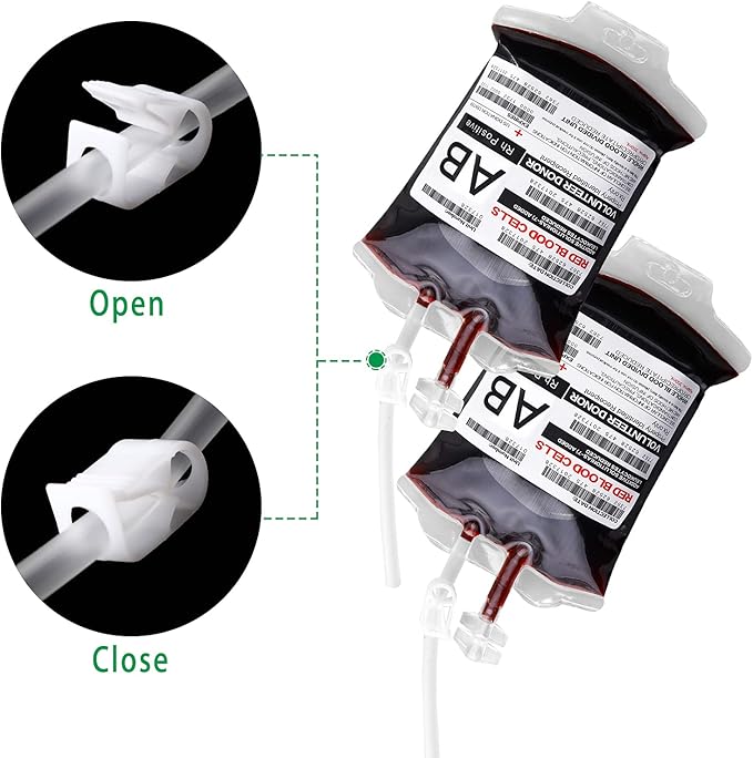 meowtastic Blood Bags for Drinks for Halloween Party Decorations, Reusable Halloween Blood Bag Drink Pouches with Syringe, IV Bags for Drinks, Vampire Nurse Graduation Decoration Supplies, Pack of 20