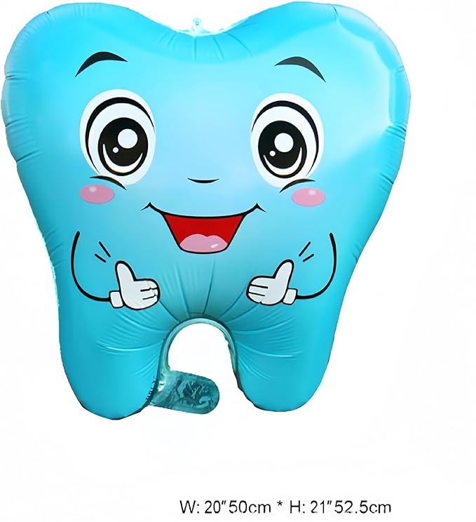 4Pcs Cute Tooth Balloons for Baby Full Moon Party/Dentist Dental Graduation Party Decor/Teeth Theme Supplies/Children's Oral Health Education Activity/Dental Student Graduation/Tooth Clinic Decor