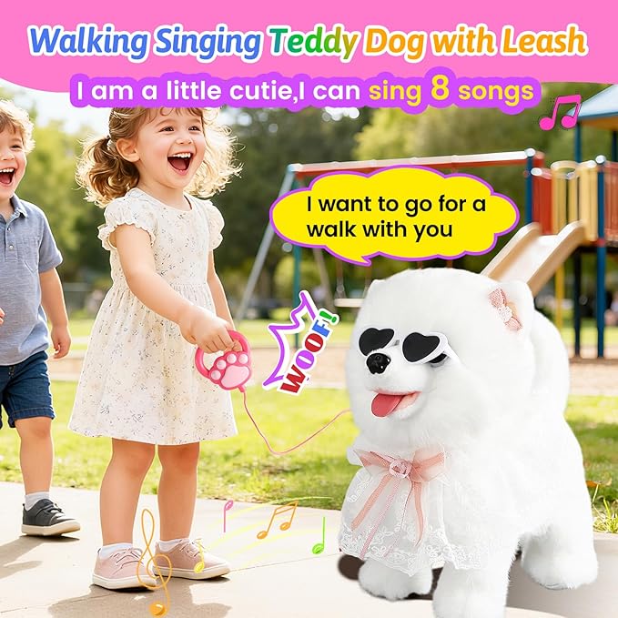Marsjoy Samoyed Walking Barking Dog for Kids Interactive Musical Puppy Robot Repeats What You Say, Realistic Licking Tongue Wagging Tail Remote Control Toddler Toys for Girls and Boys Birthday Gifts