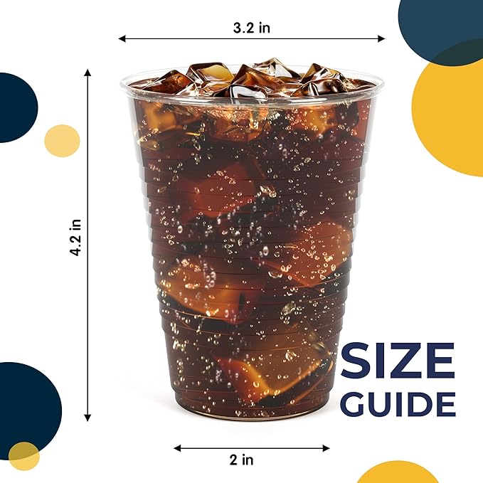 Exquisite Party Solids 12 Oz Clear Plastic Cups For Party Supplies 50 Pack | Clear Disposable Cups Plastic | Disposable Drinkware For Parties, Events & Everyday