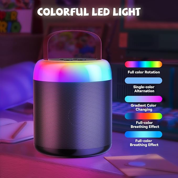 Mini Karaoke Machine for Kids, Portable Bluetooth Speaker with Wireless Microphones, Gift for Girls Toys 4, 5, 6, 7, 8, 10, 12+ Years Old Birthday Family Home Party(Y2-Black-1 Mic)