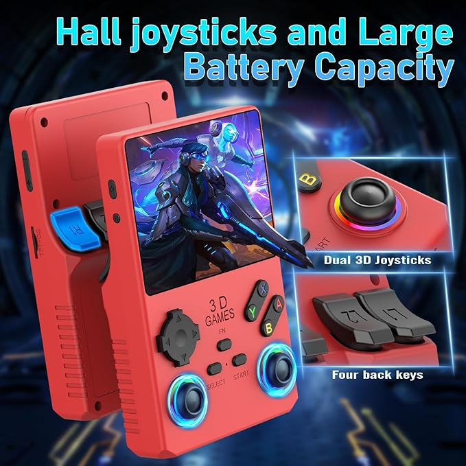 Hugawello R40 PRO Handheld Device, 35000 in 1 high-Definition Gaming mini Retro Video Console, 3.5-inch IPS Screen, 256GB RAM, 45 Built-in emulators, 3800mAh Battery (red 256GB)