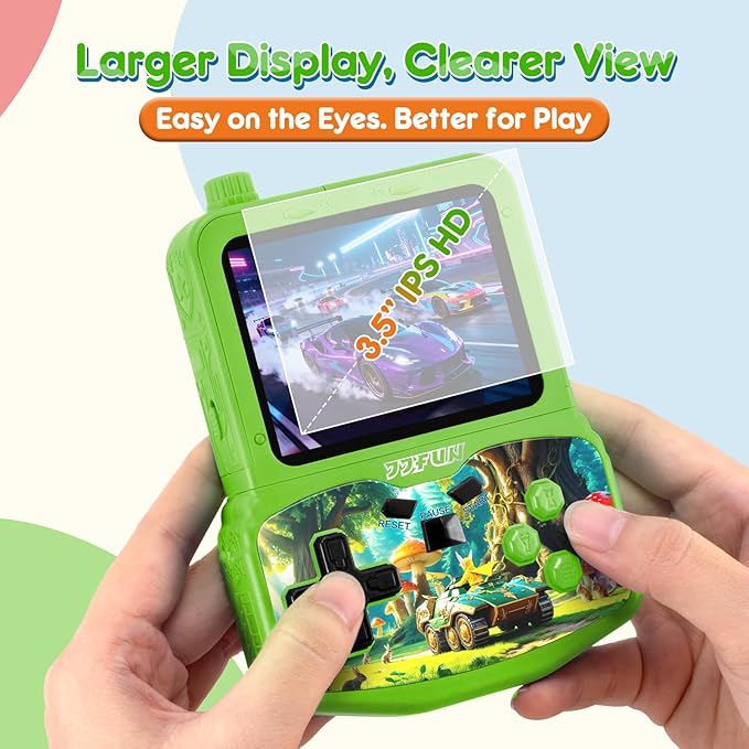 Retro Handheld Game Console for Kids, Built-in 220 Classic Games, 3.5'' IPS HD Screen, Portable Video Game Player with Rechargeable Battery, Perfect Travel Gift Toy for Boys Girls Ages 3-12 (Green)