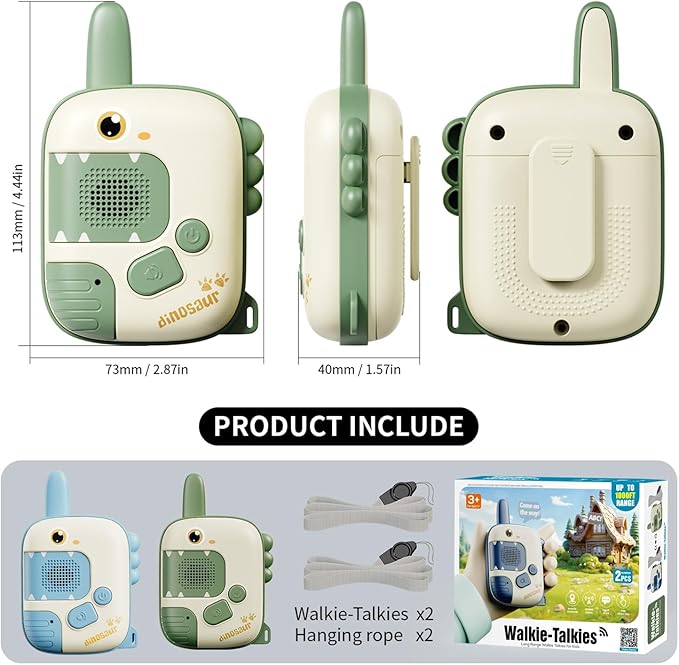 Kids Walkie Talkies Toys for Boys: Dinosaur Toys 2 Pack Birthday Gifts for 3-7 Year Old Boys and Girls, Camping Outdoor Games, Christmas Easter Gifts
