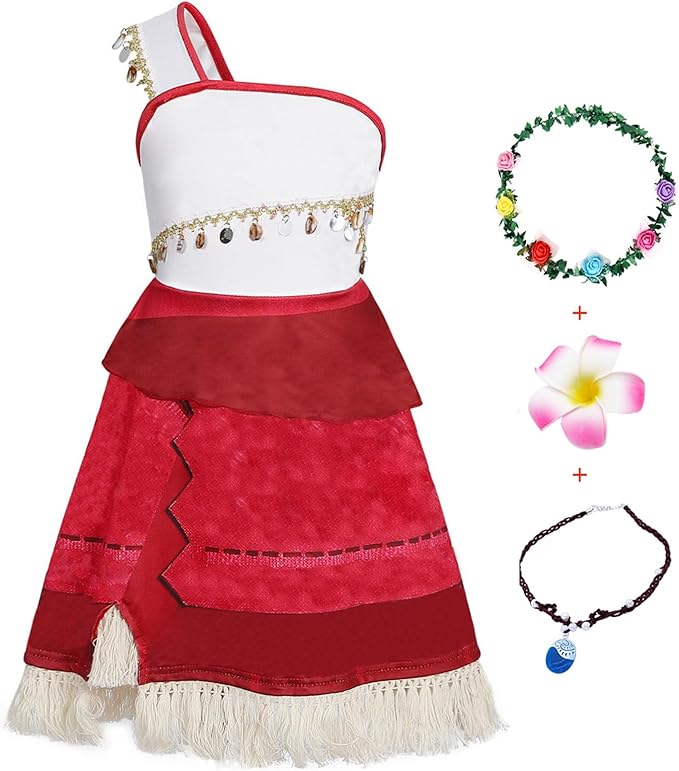 Cotrio Princess Dress Up for Girls Halloween Costume for Girl Dress Up Clothes Toddler Kids Outfit with Accessories Necklace
