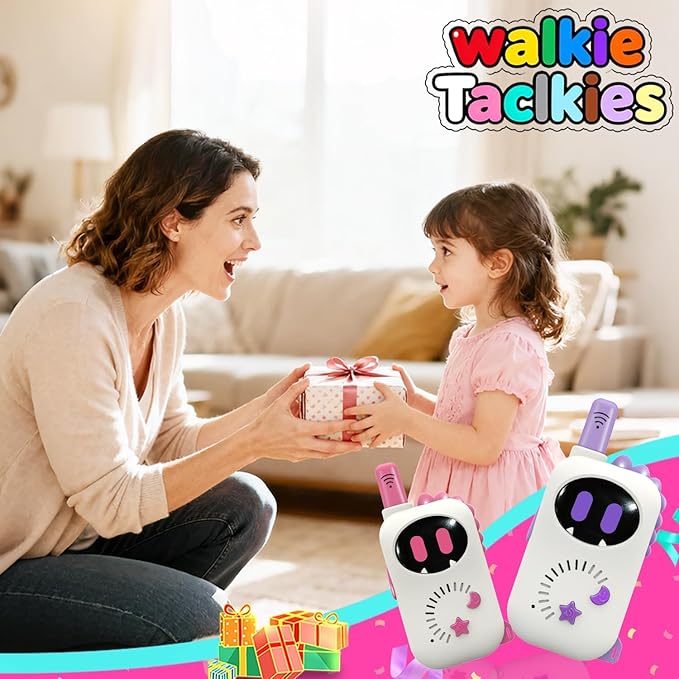 Set of 2 Robot-Themed walkie-talkies for Children, Cartoon mini Design walkie-talkies, Suitable Toys for Boys and Girls for Outdoor Adventures, Camping and Hiking, Christmas or Birthday Gift