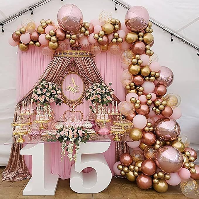 KALOR 10 Pcs 22 Inch Rose Gold Mylar Balloons, Large 4D Giant Round Foil Balloon Big Mirror Metallic Balloons for Birthday Party Baby Shower Gender Reveal Supplies
