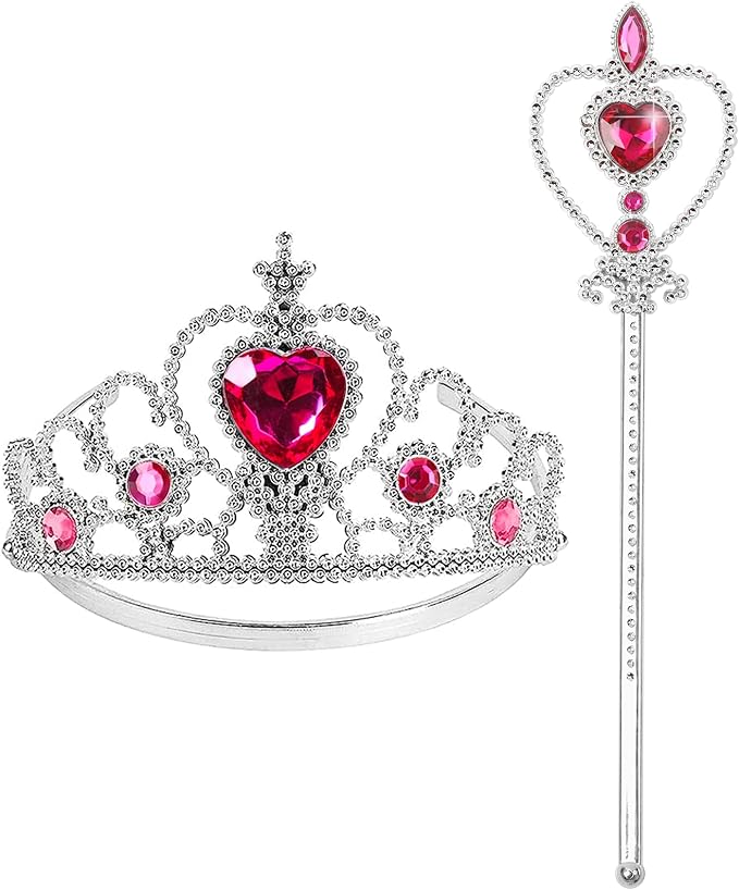 Princess Dress Up Accessories Princess Crown Tiara for Little Girls, Kids Toddler Tiara crown Wand Toy Gifts for 3-6 Girl