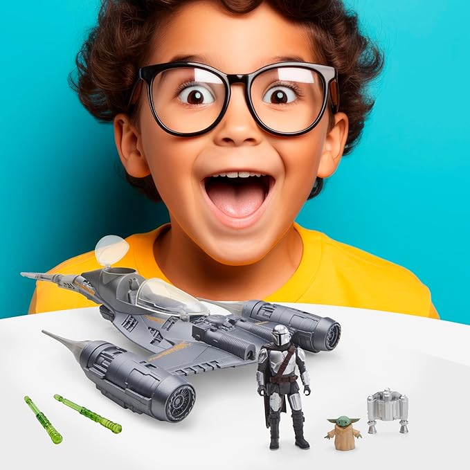 STAR WARS Epic Hero Series The Mandalorian's N-1 Starfighter Ship, 4-Inch Scale Grogu & Mandalorian Action Figures, Toys for Boys & Girls Ages 4+