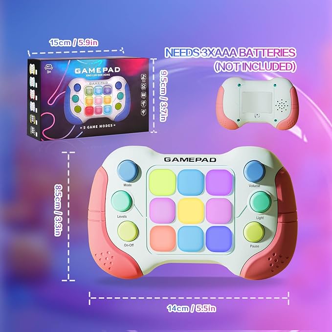 Christmas Fast Push Game Fidget Toys Handle, Upgraded Flashing Quick Press Games Pro for Kids, Speed Push Light Up Fidget Game, Educational Handheld Console Gamepad Toy for Boys, Girls